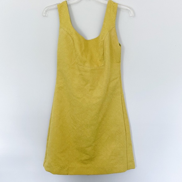 Anthro Rain In Spain Chartreuse Shift Dress 8 - Picture 4 of 16
